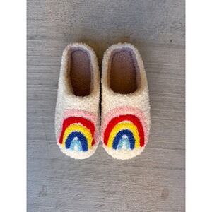 Rainbow Slippers Fuzzy‎ Cozy Slip On House Shoes Cute Comfy Slides